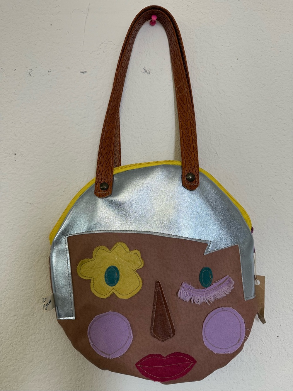 Kid’s Novelty Face Tote Bag in Brown, Silver, Yellow
